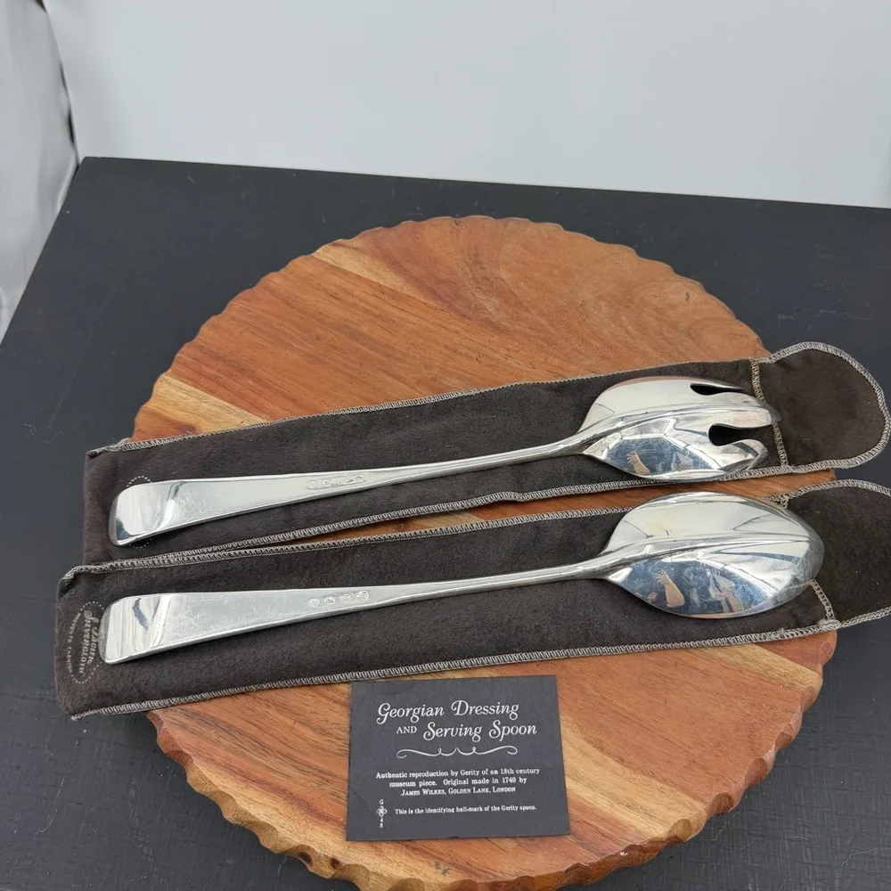 Gerity‎ G-48 Georgian silverplate serving spoon and salad fork set